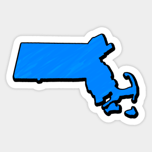 Bright Blue Massachusetts Outline Sticker